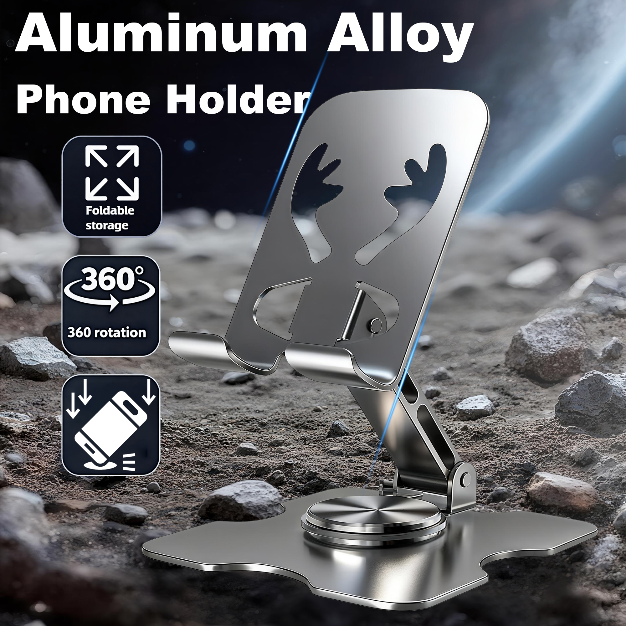Phone Stand Aluminum - Universal All Aluminum Alloy Foldable Desk