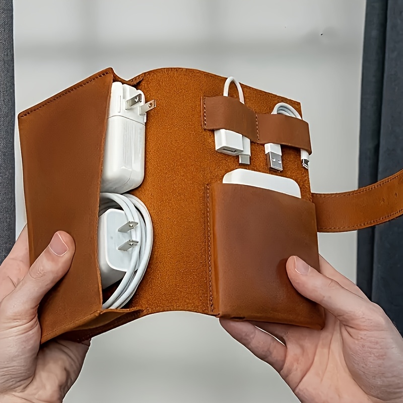 Tech Accessories Storage - PU Leather Multi-Compartment Organizer-Portable Tech School