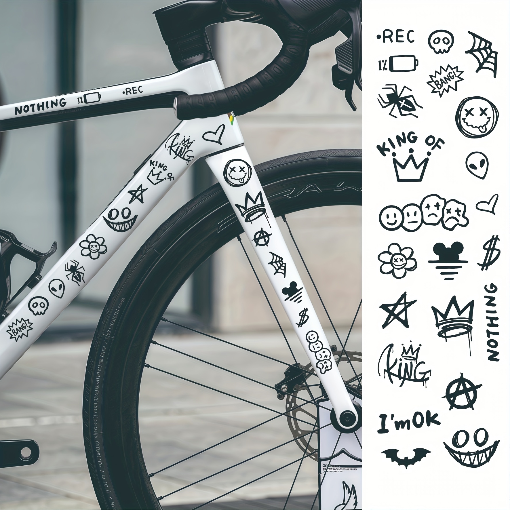 Tech Accessories Bag - 1set graffiti animation simple decoration bicycle