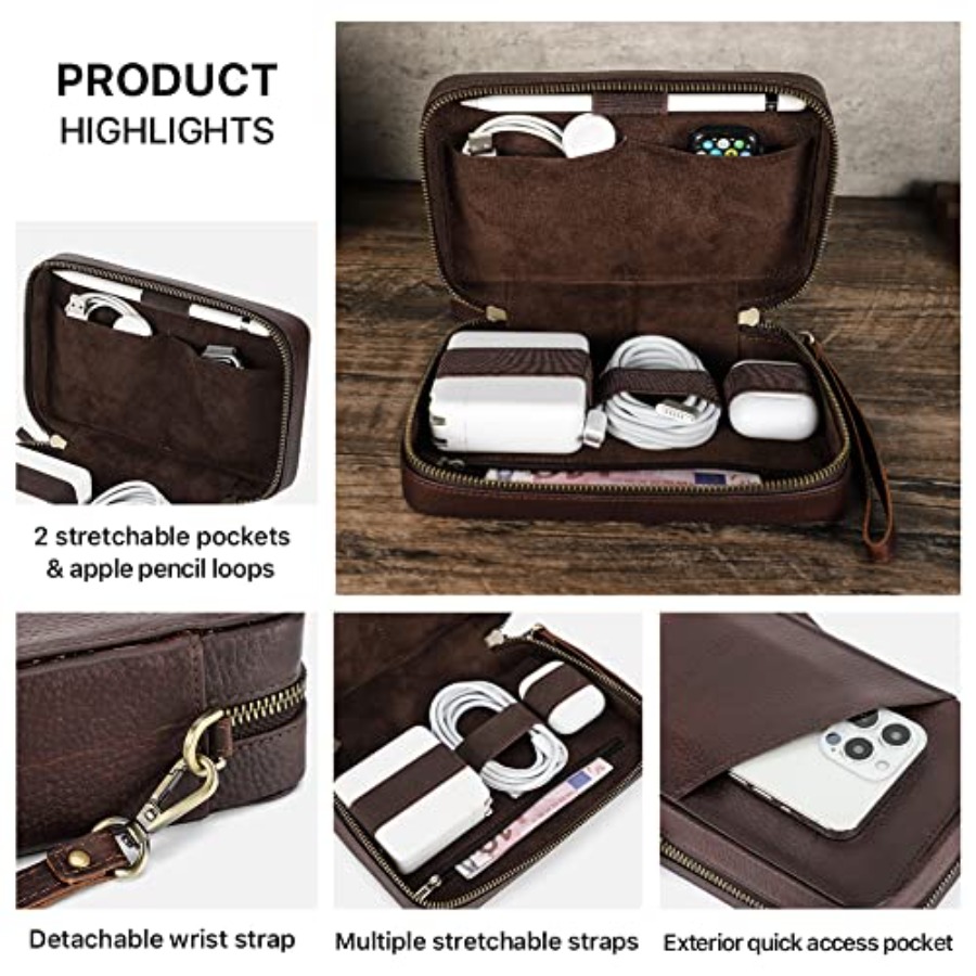 Full Grain Leather Electronic  - Tech Accessories Storage reseña y precio