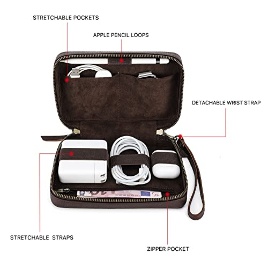 Full Grain Leather Electronic  - Tech Accessories Storage reseña y precio