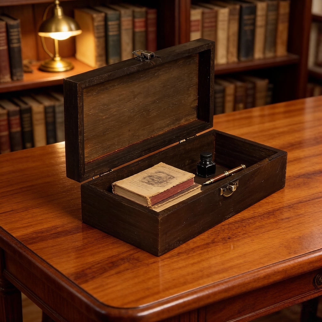 Vintage Dark Wood Storage Box  - Tech Accessories Storage reseña y precio
