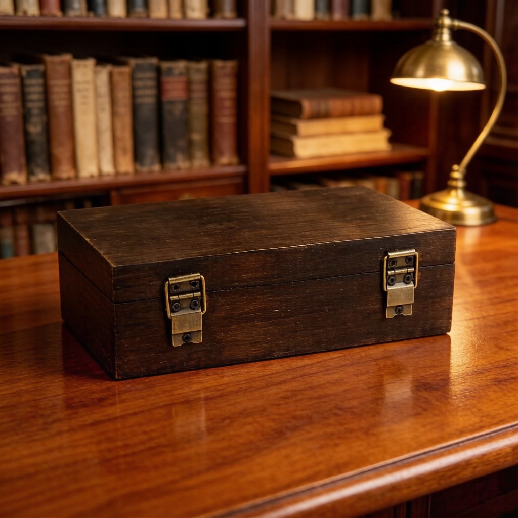 Vintage Dark Wood Storage Box  - Tech Accessories Storage reseña y precio