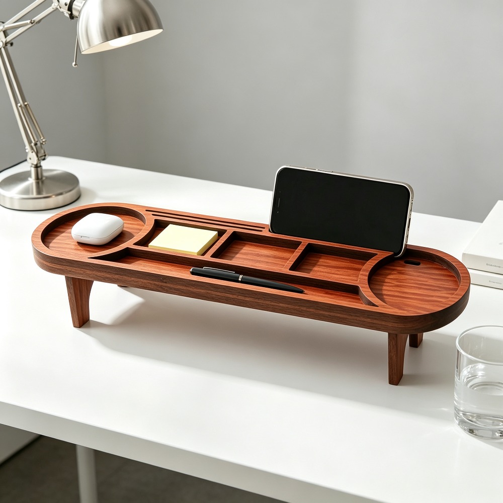 Wooden Desk Organizer with Pho - Tech Desktop Accessories reseña y precio